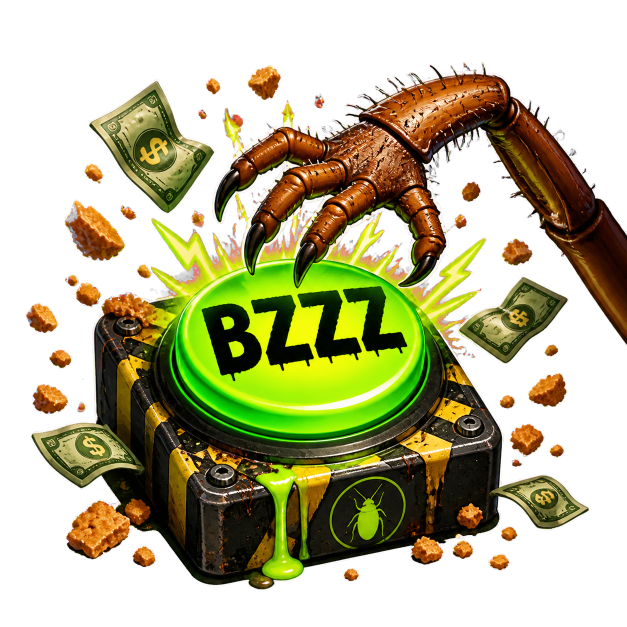 Cashroach BZZZ panic button sticker